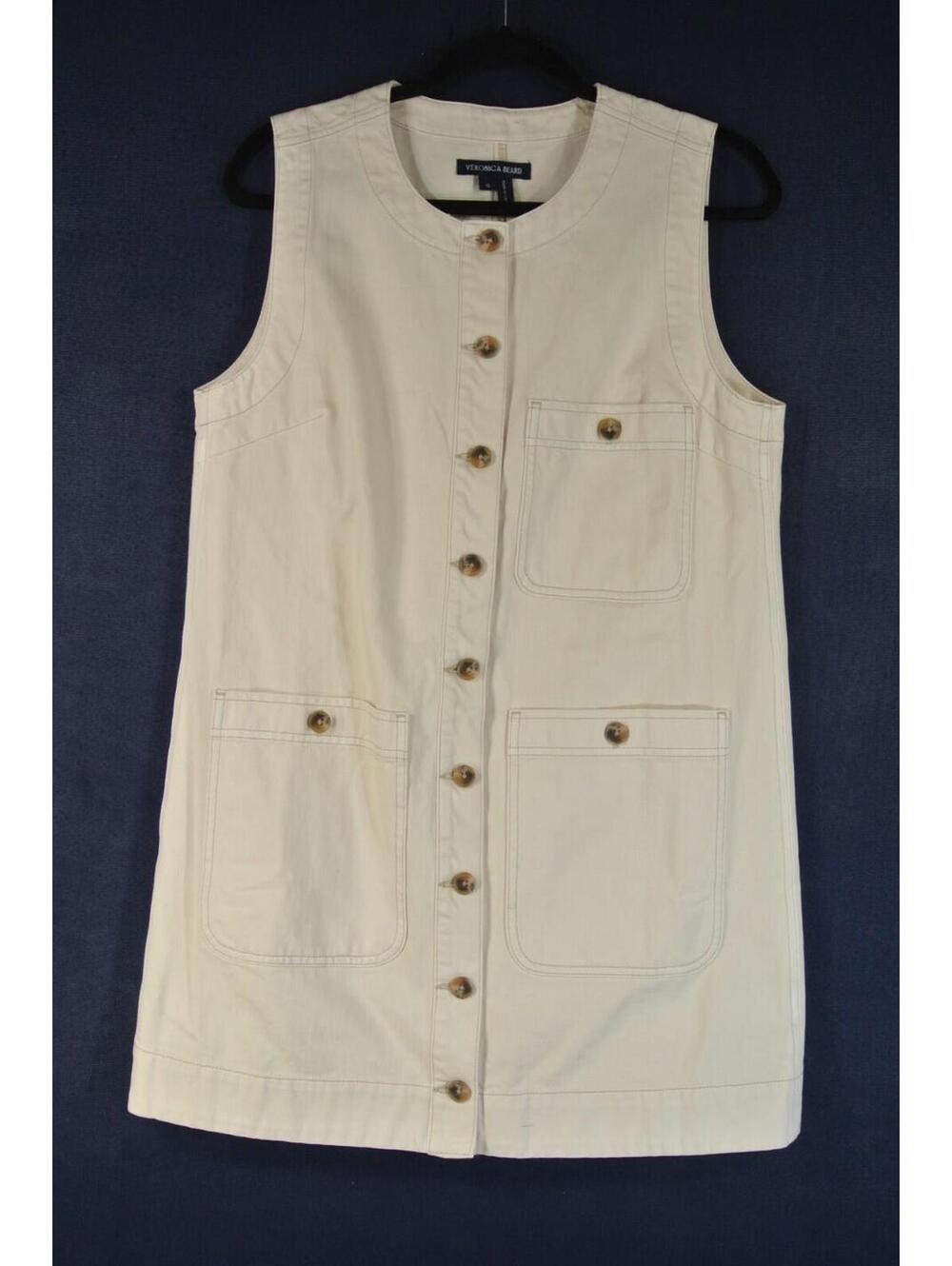 NEW, VERONICA BEARD Oakley Sleeveless Shift Dress in Ecru Sz 10 #MD1863 - Picture 5 of 10